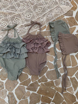 Frill Swimsuit & Bonnet Set_2 Colour