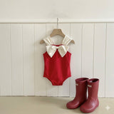 Ribbon Swimsuit & Bonnet Set_ Red