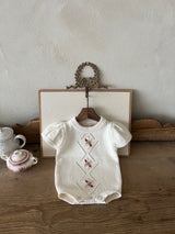 Over Flower Knit Romper