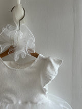 Cotton Rib Tutu Dress Romper _Ivory
