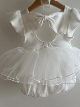 Cotton Rib Tutu Dress Romper _Ivory