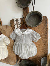 Iris Embroidery Romper_Grey