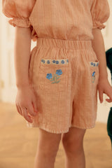 Florence Embroidered Blouse & Shorts Set_ Orange Pink