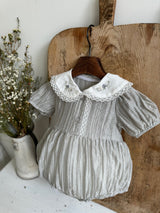 Iris Embroidery Romper_Grey