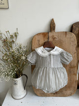 Iris Embroidery Romper_Grey