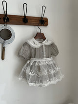 Iris Embroidery Romper_Grey