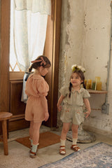 Florence Embroidered Blouse & Shorts Set_ Khaki