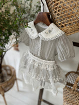 Iris Embroidery Romper_Grey