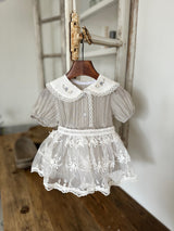 Iris Embroidery Romper_Grey