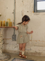 Florence Embroidered Blouse & Shorts Set_ Khaki