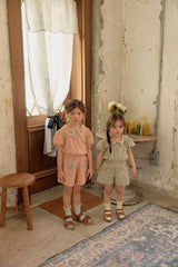 Florence Embroidered Blouse & Shorts Set_ Khaki