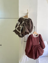 Caroline Ribbon Dress Romper_Khaki Brown