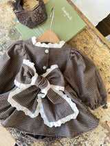 Caroline Ribbon Dress Romper_Khaki Brown