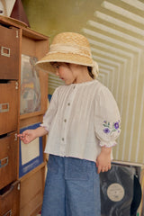 Denim Blue Lace Linen Pants_ Dark blue