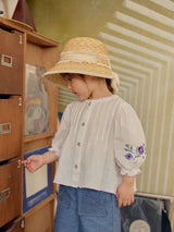 Aster Embroidered Linen Blouse_Ivory