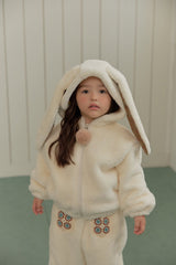 Bunny Pom-Pom Top & Pants Set_ Cream