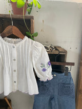 Denim Blue Lace Linen Pants_ Dark blue