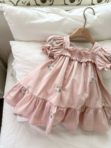 Latte Embroidered Dress_ Pink