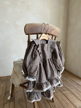 Clara Check Dress Romper _Brown