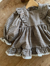 Clara Check Dress Romper _Brown