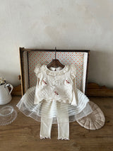 Over Flower Knit Top Vest