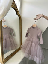 Sasha Ribbed Tulle Dress_Dusty Pink