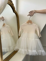 Sasha Ribbed Tulle Dress_Cream