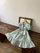 Mint Blossom Puff Sleeve Dress