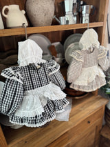 White Cotton Ribbon Frill Bonnet