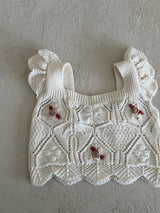 Over Flower Knit Top Vest