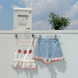 Strawberry Pop Denim Shorts