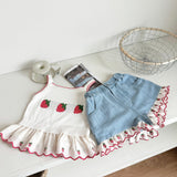 Strawberry Pop Denim Shorts