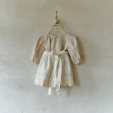Flower Corduroy Shirring Dress