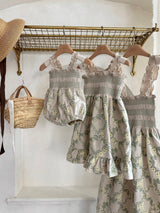 Green Veil Embroidered Romper