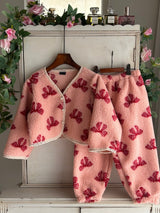 Ribbon Fleece Top & Pants Set