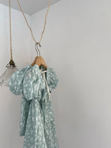 Mint Blossom Puff Sleeve Dress