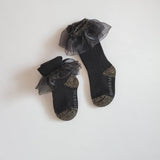 Organza Frill Socks & Knee Socks Set_Black
