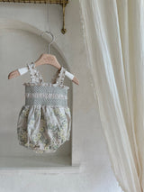 Green Veil Embroidered Romper