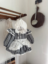 White Cotton Ribbon Frill Bonnet