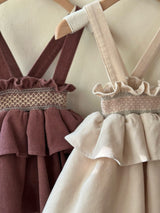 Smocked Frill Suspender Skirt_ 2 Colours