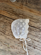 Tiny Floral Embroidered Baby Bonnet
