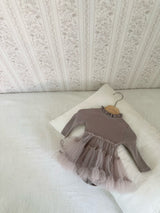 Sasha Ribbed Tulle Dress Romper_Dusty Pink