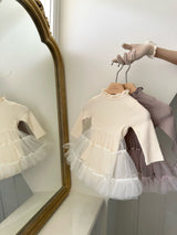Sasha Ribbed Tulle Dress Romper_Dusty Pink