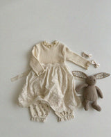 Lacey eyelet cotton apron