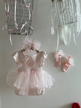 Cotton Rib Tutu Dress Romper _Pink