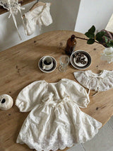Lacey eyelet cotton apron