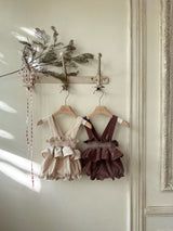 Smocked Frill Suspender Romper_ 2 Colours