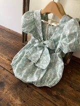 Mint Blossom Puff Sleeve Romper