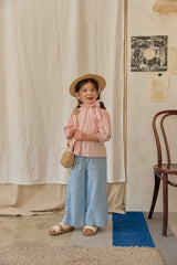 Denim Blue Lace Linen Pants_ Light blue