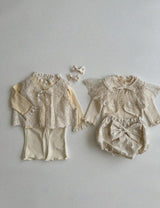 Lacey eyelet cotton apron